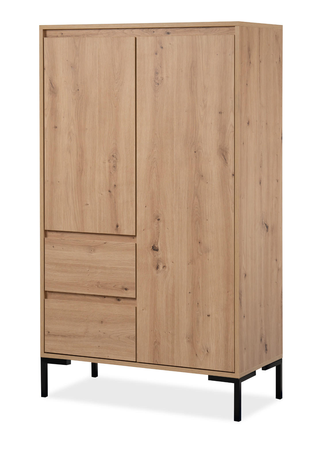 HIGHBOARD Eiche Artisan 81 cm, Anrichte mit 6 Fächern - Schwarz/Eiche Artisan, Holzwerkstoff/Metall (81/139/40cm) - Furn.Design