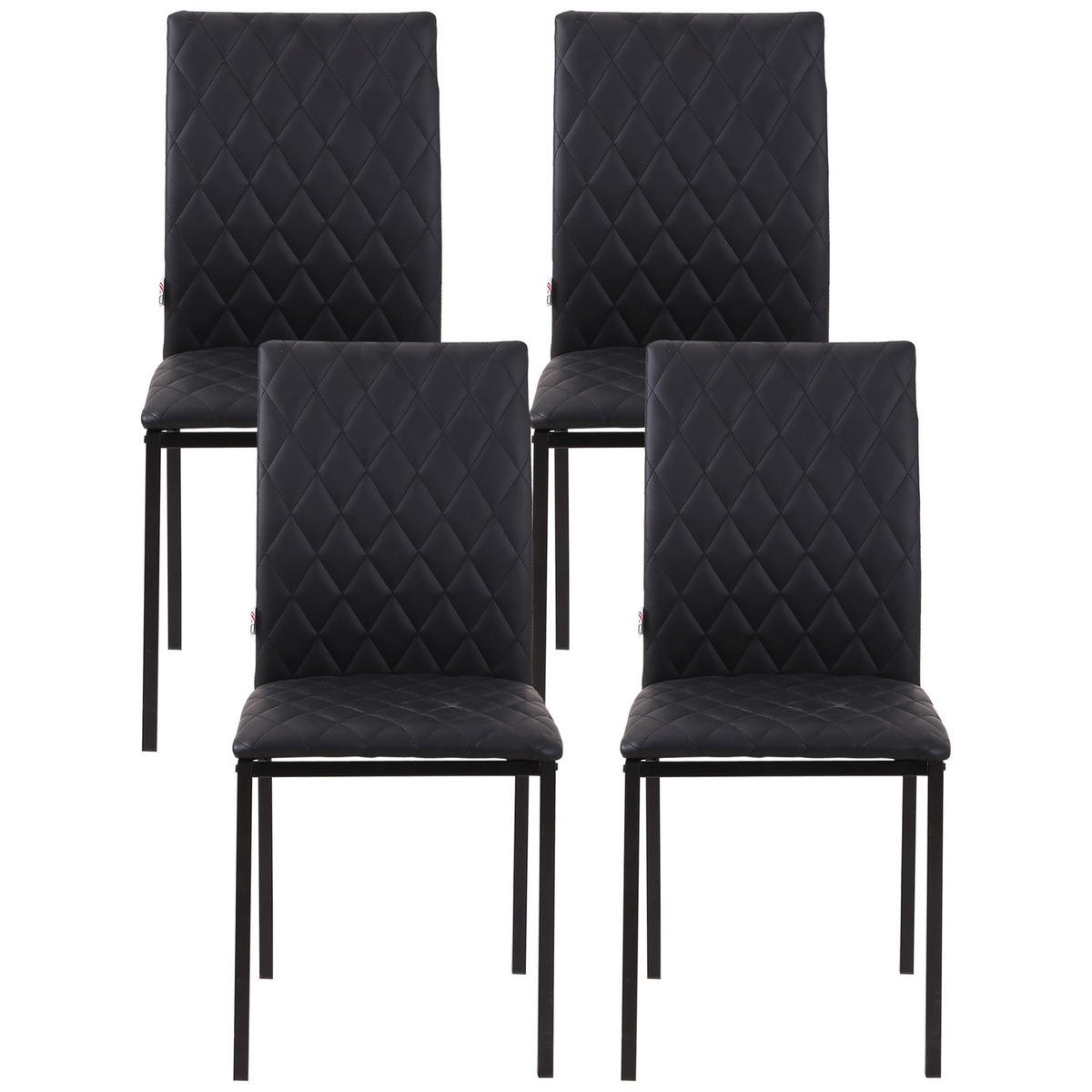 ESSZIMMERSTÜHLE 4er-Set DE-13295 Rhombus-Steppung Schwarz - Schwarz, Metall (41/91/50cm) - ComfortXL
