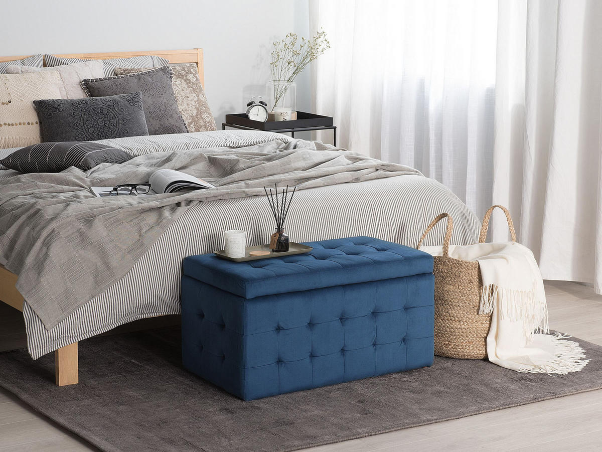 TRUHENBANK Michigan 42/72/40 cm - Blau, Textil (72/40/42cm) - Beliani
