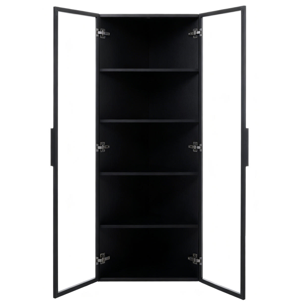 ROHOVÁ vitrína z MDF a skla 62x35x160 cm černá s LED osvětlením a tichým dovíráním dveří - černá, kompozitní dřevo (62/160/35cm) - Modfu