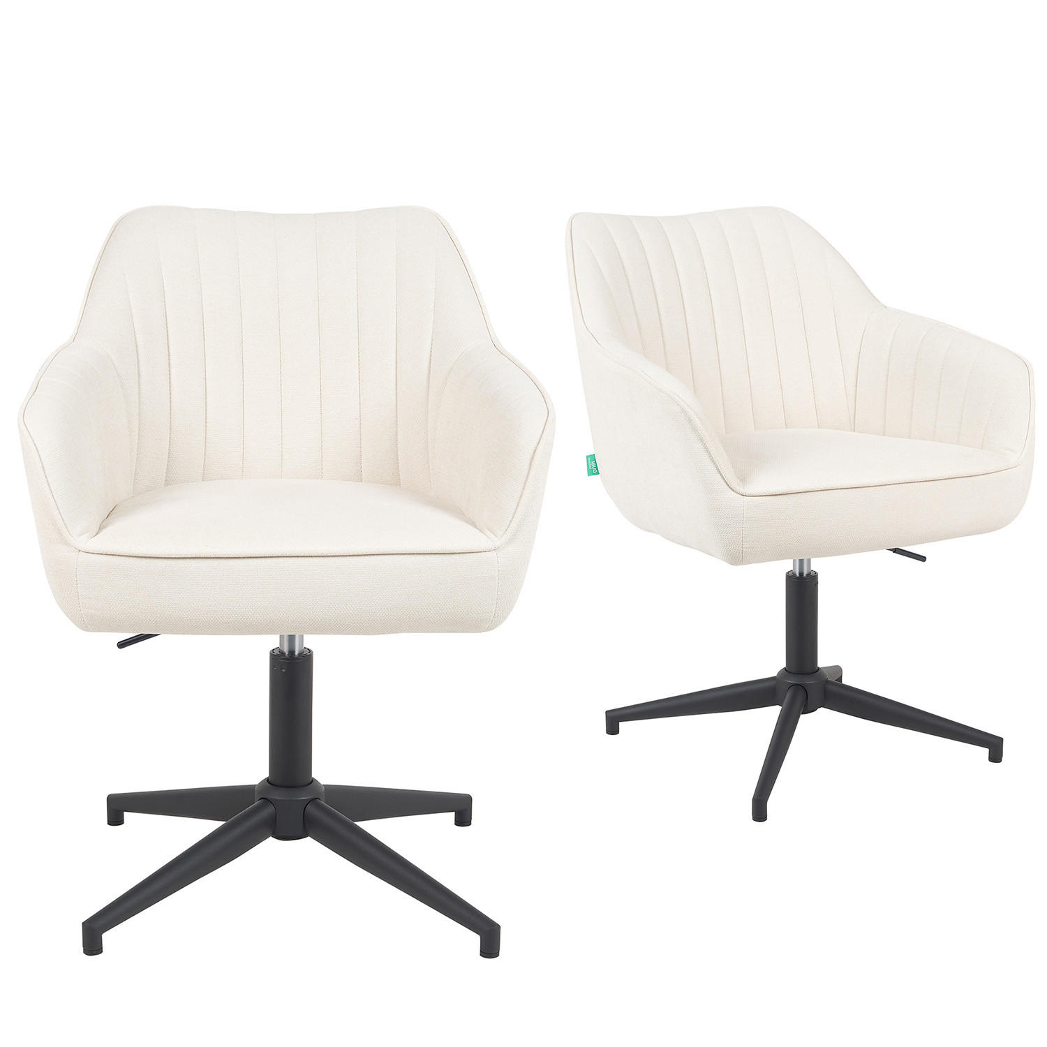 BÜROSTUHL Mika-Caro - Creme/Schwarz, Textil/Metall (60/79/61cm) - DUBI Möbel