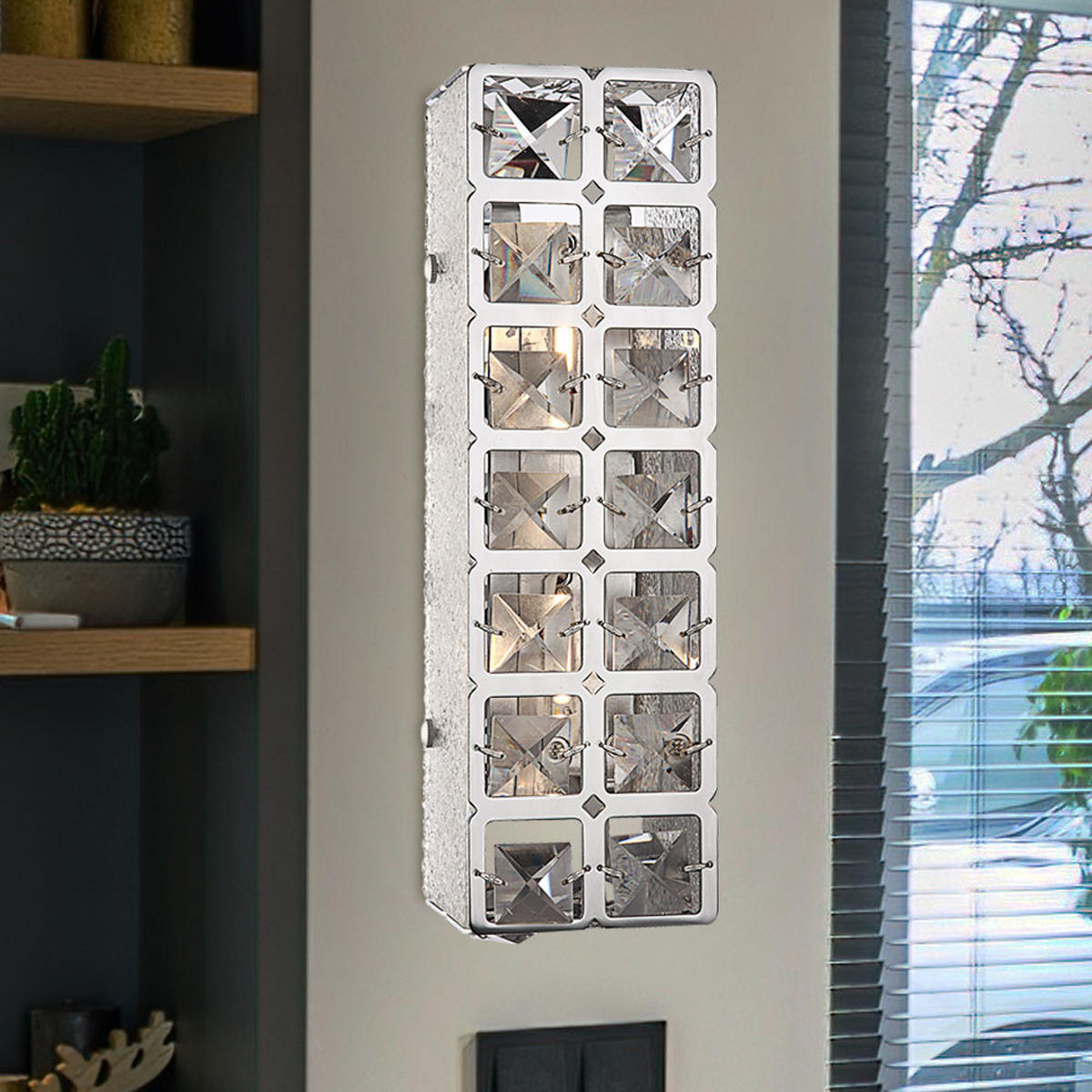 LED WANDLEUCHTE IONA Chrom Silber 2er Set - Silberfarben, Metall (9/9/29cm) - Globo Lighting