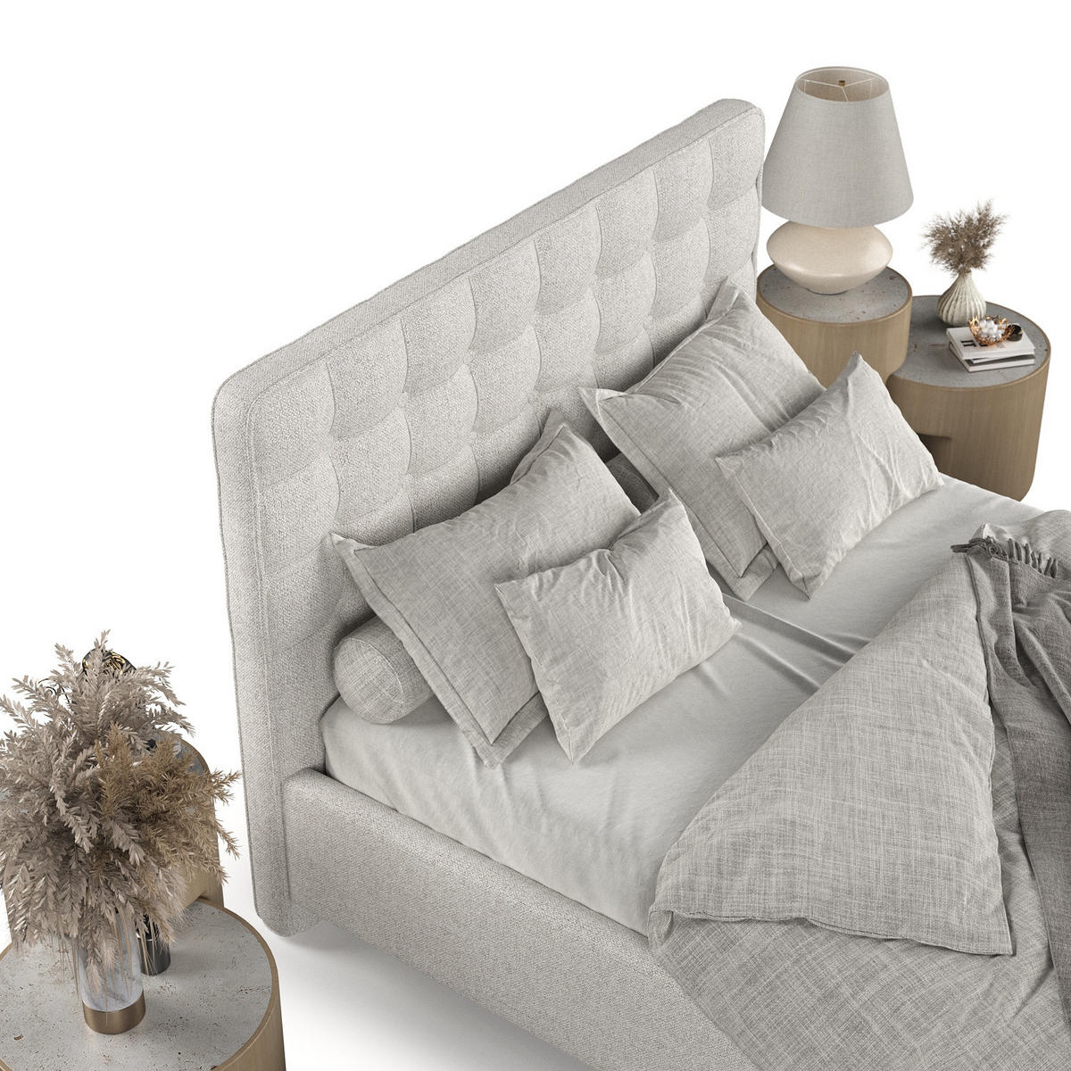 POLSTERBETT Paloma 120/200 cm Hellbeige im Riva Stoff - Beige/Naturfarben, Holz/Holzwerkstoff (120/200cm) - AltaBeds