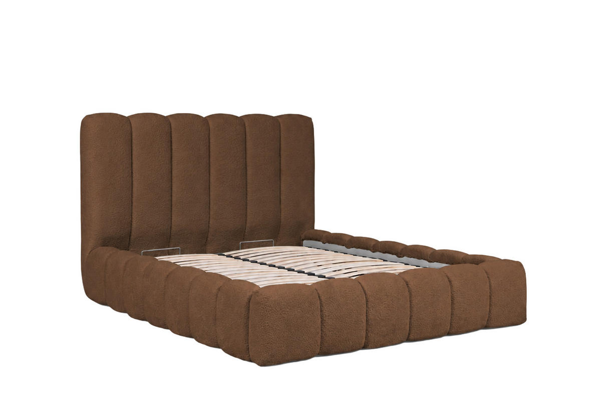 POLSTERBETT Mit Bettkasten, Chenille-Stoff Catch Me, Braun, 140x200 cm, CANDE - Braun, Holz (140/200cm) - Kaiser Möbel