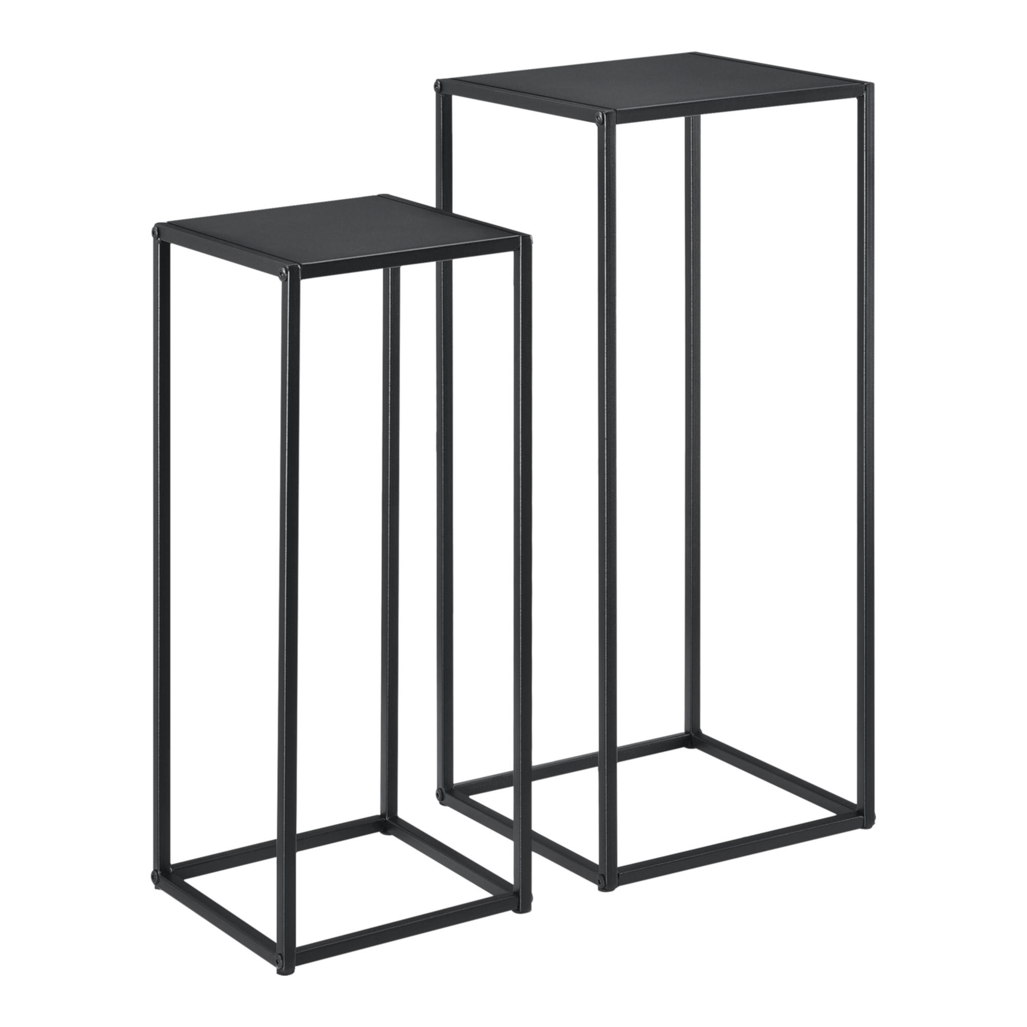 BEISTELLTISCH Barbaricina 2er Set - Schwarz, Metall (30/30/70cm) - [en.casa]