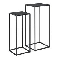 BEISTELLTISCH Barbaricina 2er Set - Schwarz, Metall (30.0/30.0/70.0cm) - [en.casa]