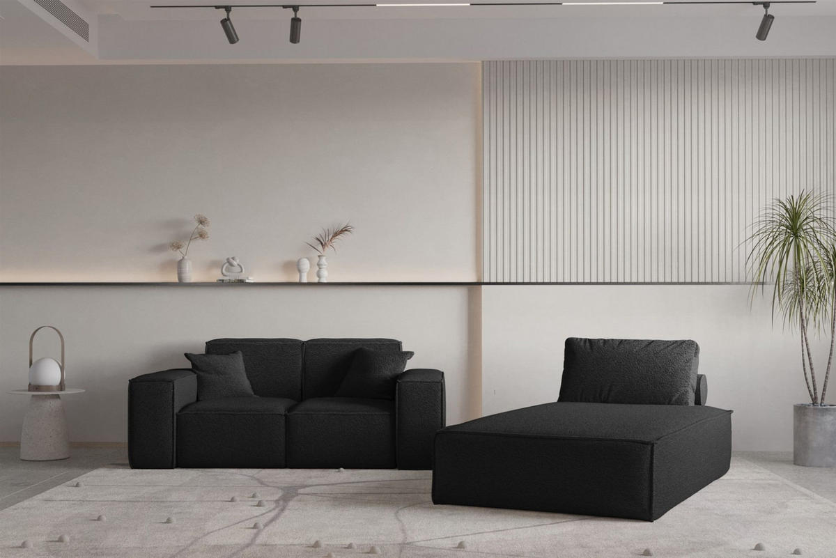 SOFA Sezlong Celes Premium 2er-set - Schwarz, Holzwerkstoff/Textil (110/95/194cm) - Fun Möbel