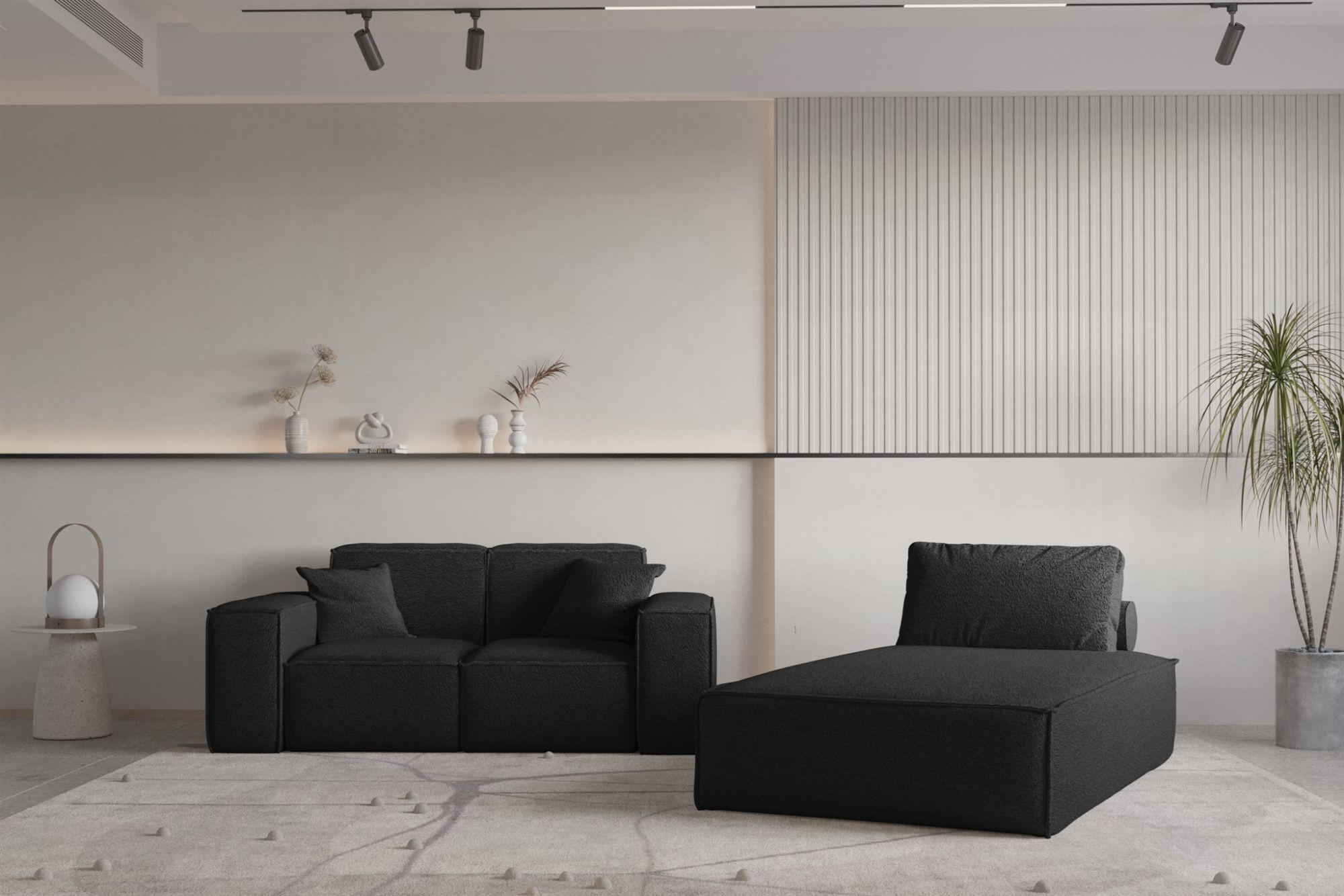 Thumbnail - Fun Möbel Sofa, Schwarz, Textil, 110x95x194 cm, Wohnzimmer, Sofas & Couches, Sofas, 3-Sitzer Sofas
