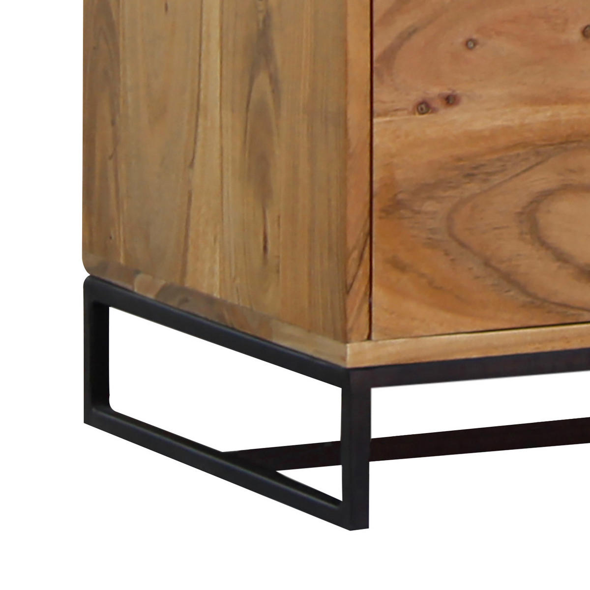 SCHUHKOMMODE - Akazie massiv / Eisen - Akaziefarben, Holz (110/120/37cm) - home24