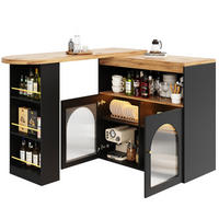 BEISTELLTISCH 138-193/105/39 cm Schwarz aus MDF drehbar mit LED-Lichtleiste - Schwarz, Holzwerkstoff (138/39/105cm) - OKMYHOME