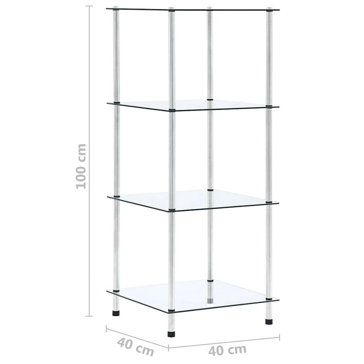 REGAL mit 4 Ablagen 40/40/100 cm aus Hartglas Transparent - Transparent, Glas (40/100/40cm) - vidaXL