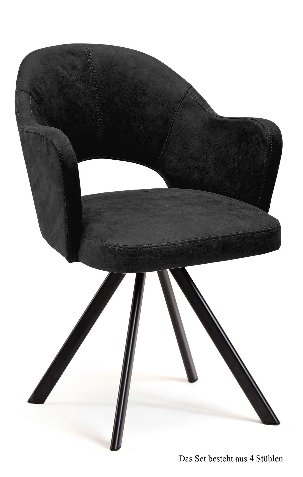 ARMLEHNSTUHL (4er-Set) Debor 59x87x61 Schwarz/Anthrazit - Anthrazit/Schwarz, Kunststoff (61/87/59cm) - 58aufmkessel