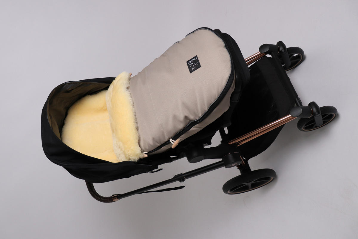 LAMMFELL-FUSSSACK Love the Nature, angora - Greige, Fell (44/95cm) - Kaiserbaby