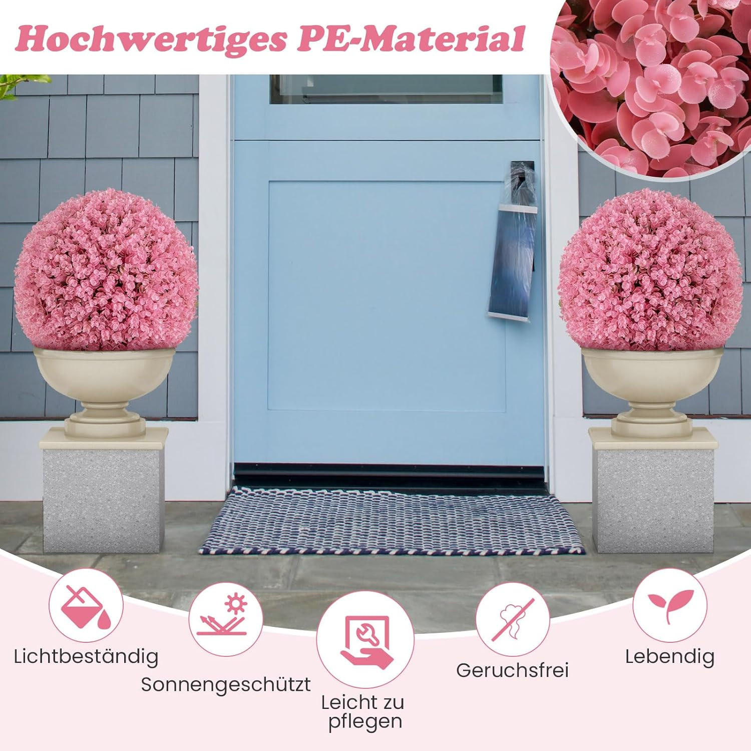 KUNSTPFLANZE Pink(2er-Set) - Pink, Kunststoff (44cm) - COSTWAY