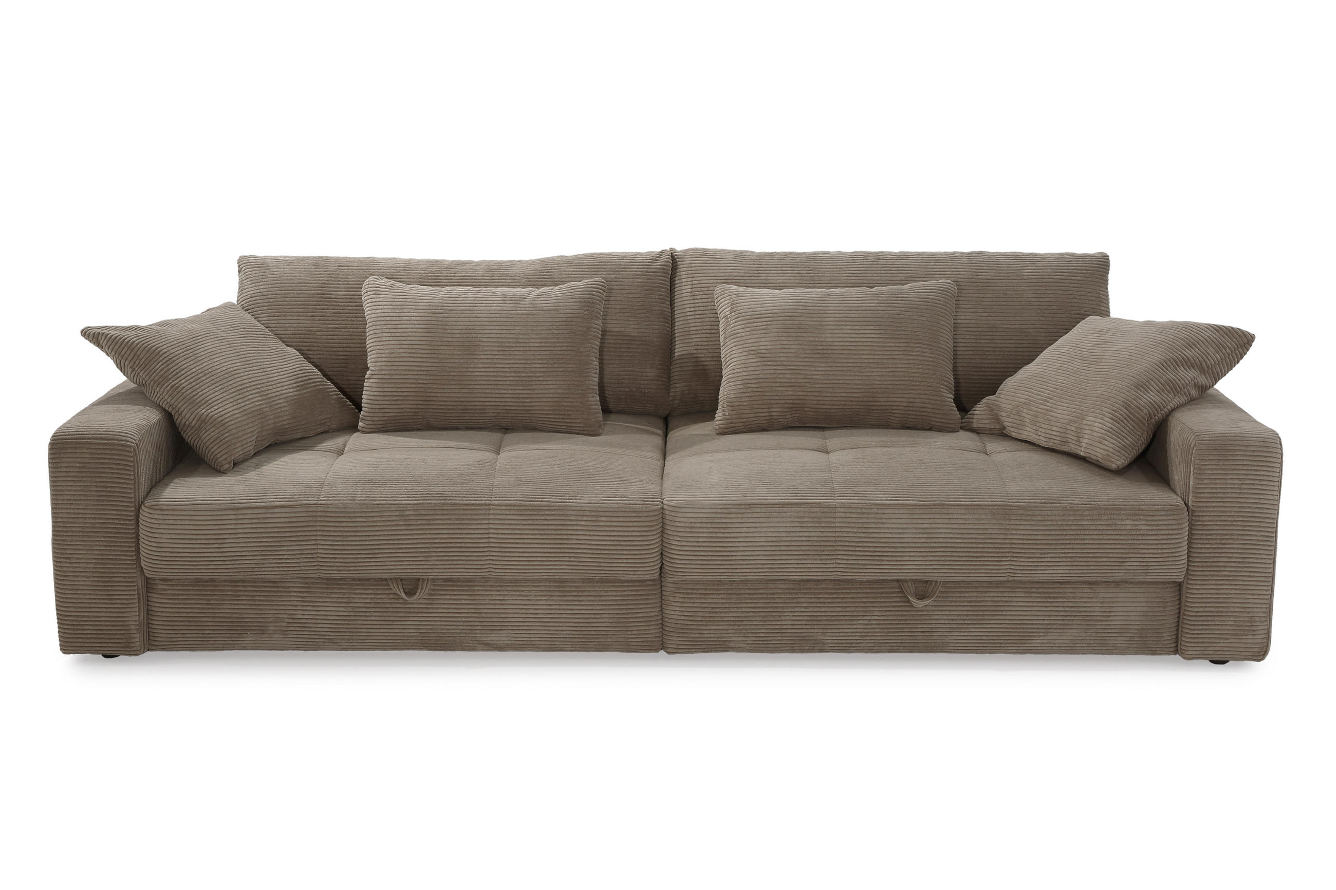 BIG-SOFA mit 2 Bettkästen, viel Stauraum, B274/T113/H84 cm, Liegefläche 103x241 cm, Cord Braun Taupe / 15264 - Braun, Kunststoff/Textil (284/84/113cm) - luma-home