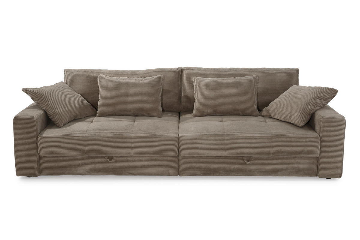 BIG-SOFA mit 2 Bettkästen, viel Stauraum, B274/T113/H84 cm, Liegefläche 103x241 cm, Cord Braun Taupe / 15264 - Braun, Kunststoff/Textil (284/84/113cm) - luma-home