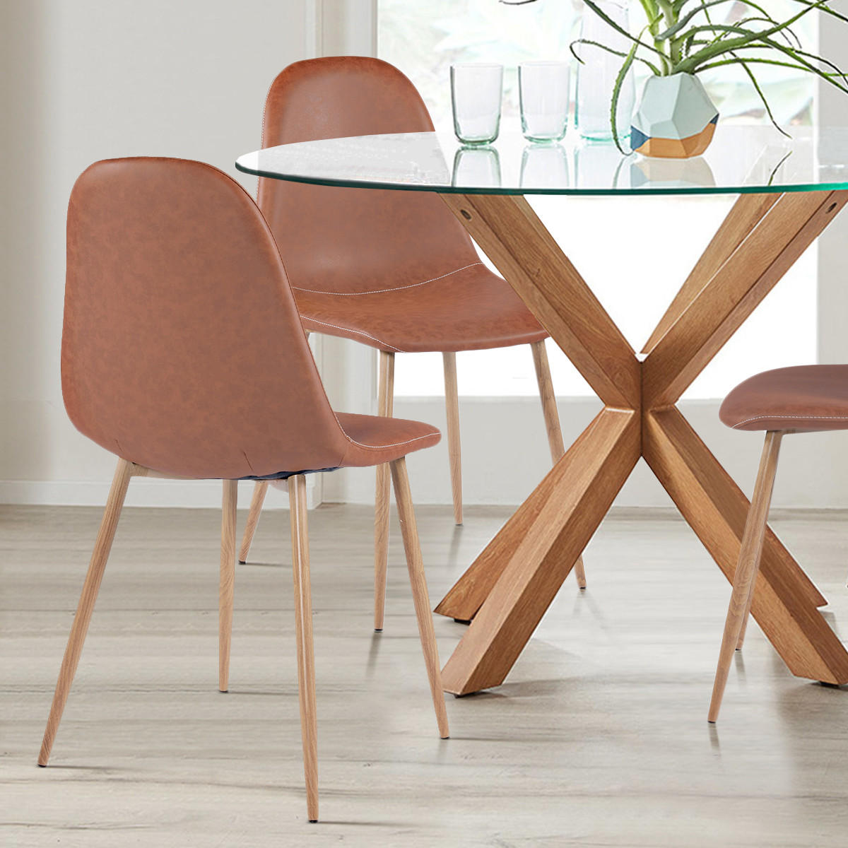 STUHL-SET 4 Stück in Eisen Vintage - Eichefarben/Braun, Holzwerkstoff/Textil (46/86/47cm) - Urban Meuble