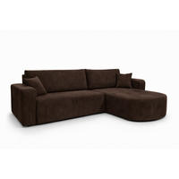 ECKSOFA Mit Schlaffunktion, Cordstoff Poso, Braun, Rechts, ROUND ONE XL - Braun, Holz (271/175cm) - Kaiser Möbel