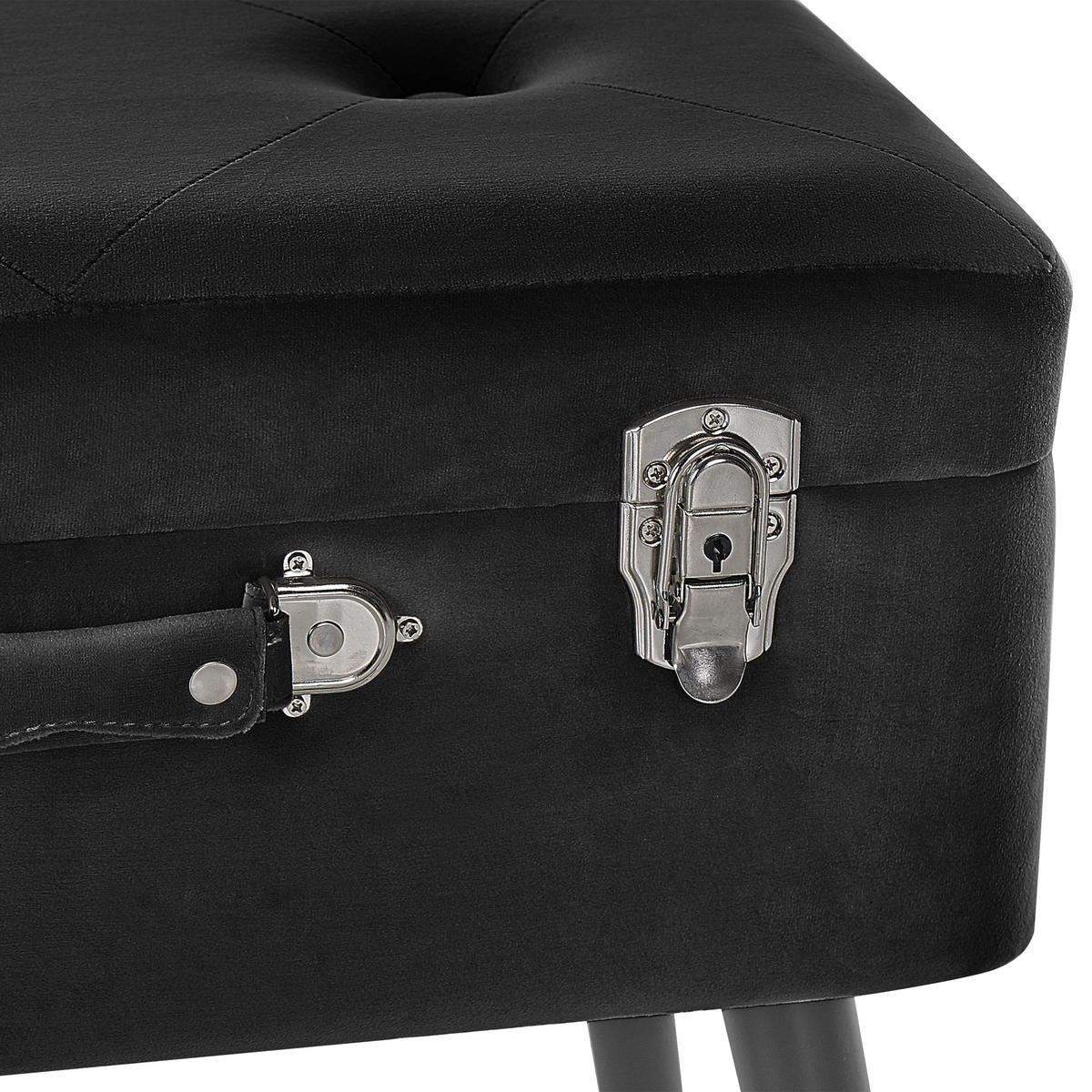 HOCKER Mallard 36/52/46 cm - Schwarz, Textil (52/46/36cm) - Beliani