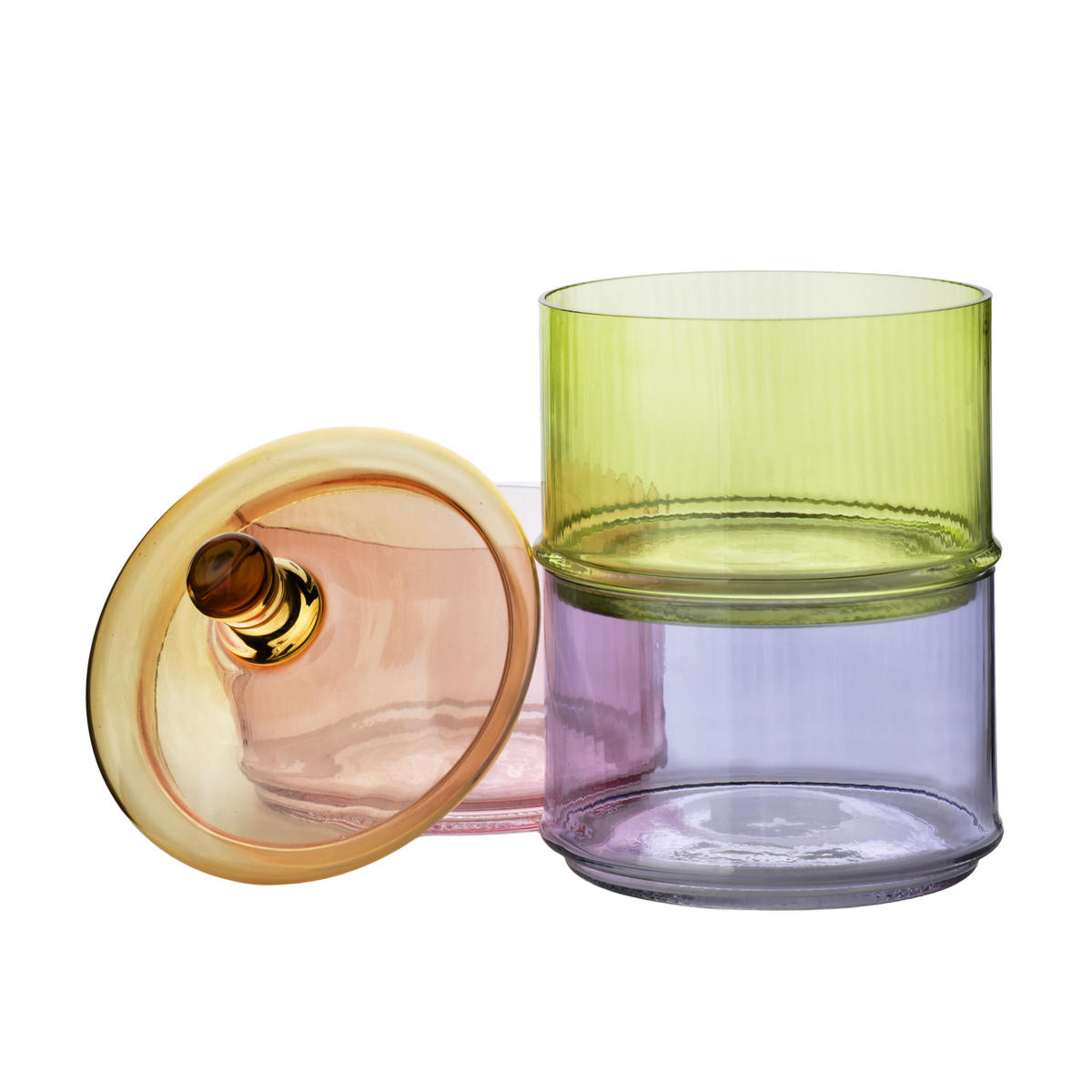 BEHÄLTER Arisa multicolor 18/18/41 cm Glas - Multicolor, Glas (19/42/19cm) - Mondex