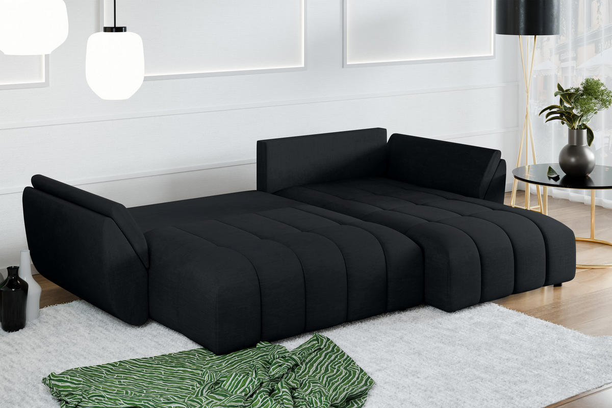 ECKSOFA L Form Antalya Anthrazit 280/190/91 cm – mit Bettkasten - Schwarz, Kunststoff/Textil (280/190cm) - AX Living