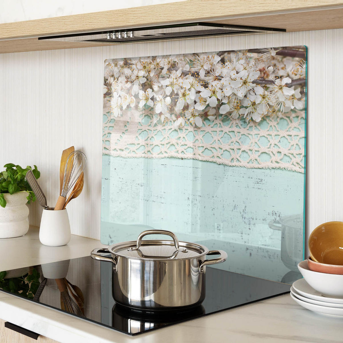 GLASPLATTE 60x52 cm Kirschblüten - Beige, Glas (60/0.4/52cm) - TULUP