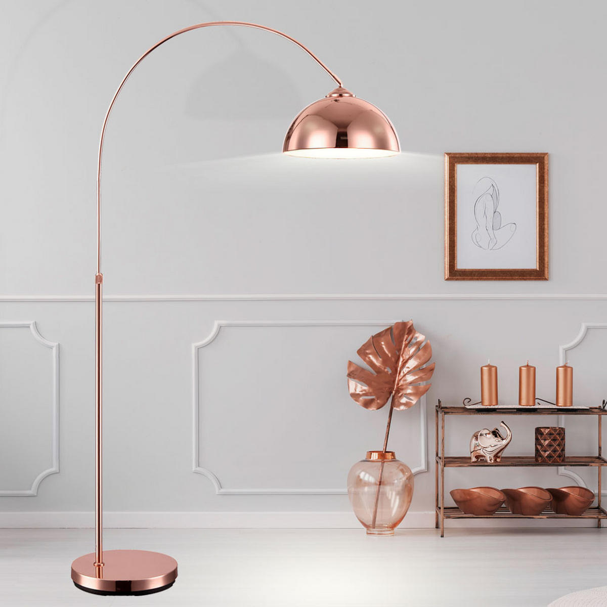 LED STEHLEUCHTE Newcastle Kupfer - Kupferfarben, Metall (92/30/196cm) - Globo Lighting
