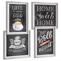 BILDER SET 4er Set - 50x50 cm & 40x60 cm Silberner Rahmen - Kaffeeroller, heimelige Wärme - Silberfarben, Kunststoff (50/50cm) - TULUP
