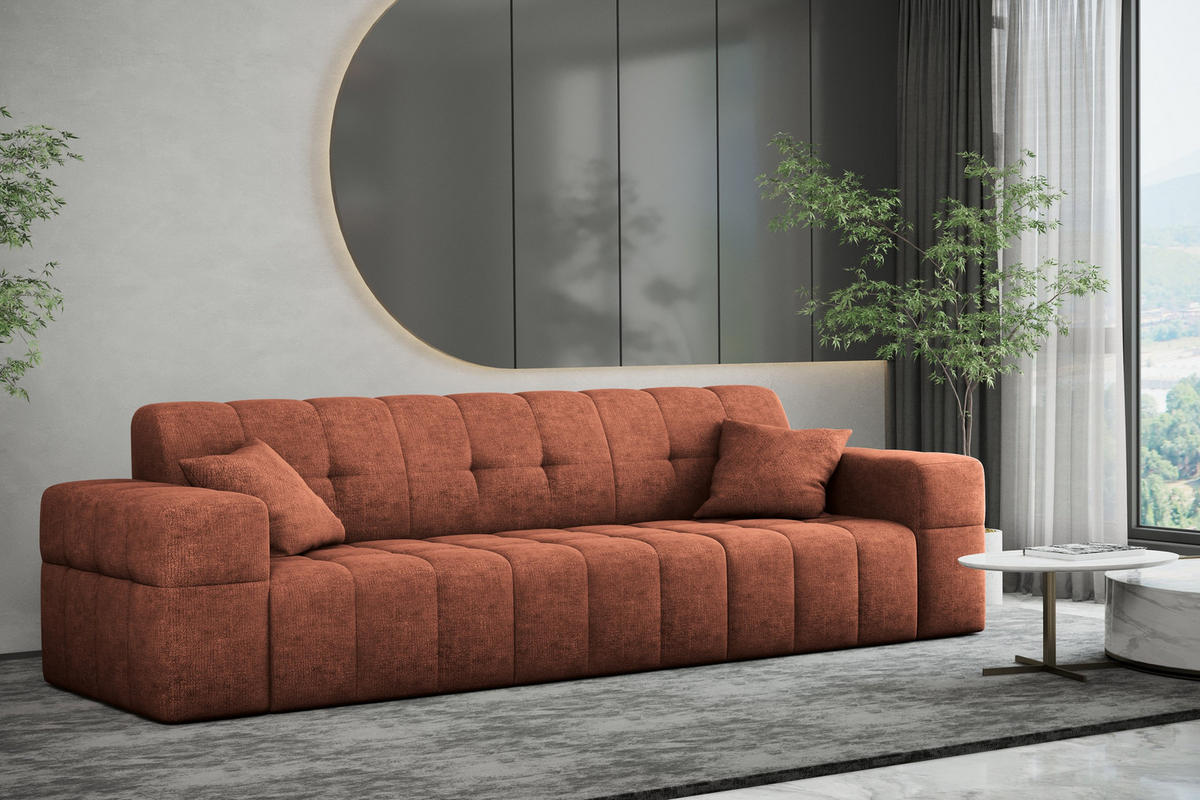 SOFA 3 Sitzer NIMES Stoff Perfect Harmony Kupfer - Kupferfarben, Holz (245/82/92cm) - Kaiser Möbel