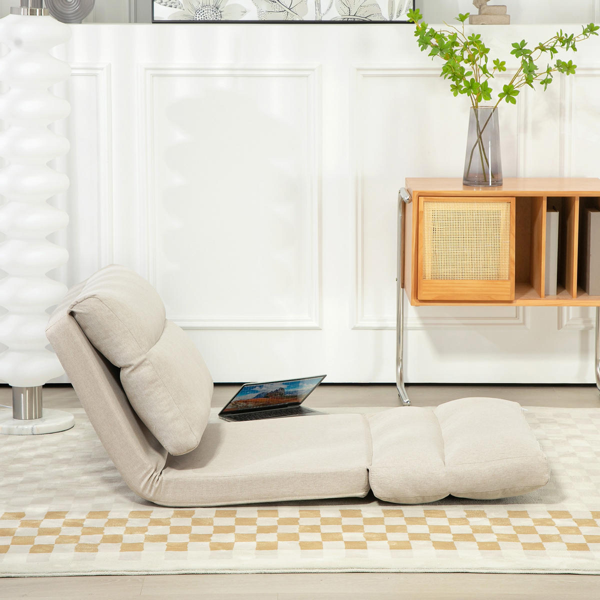 SCHLAFSESSEL Beige - Beige, Textil/Metall (72/56/70cm) - HOMCOM
