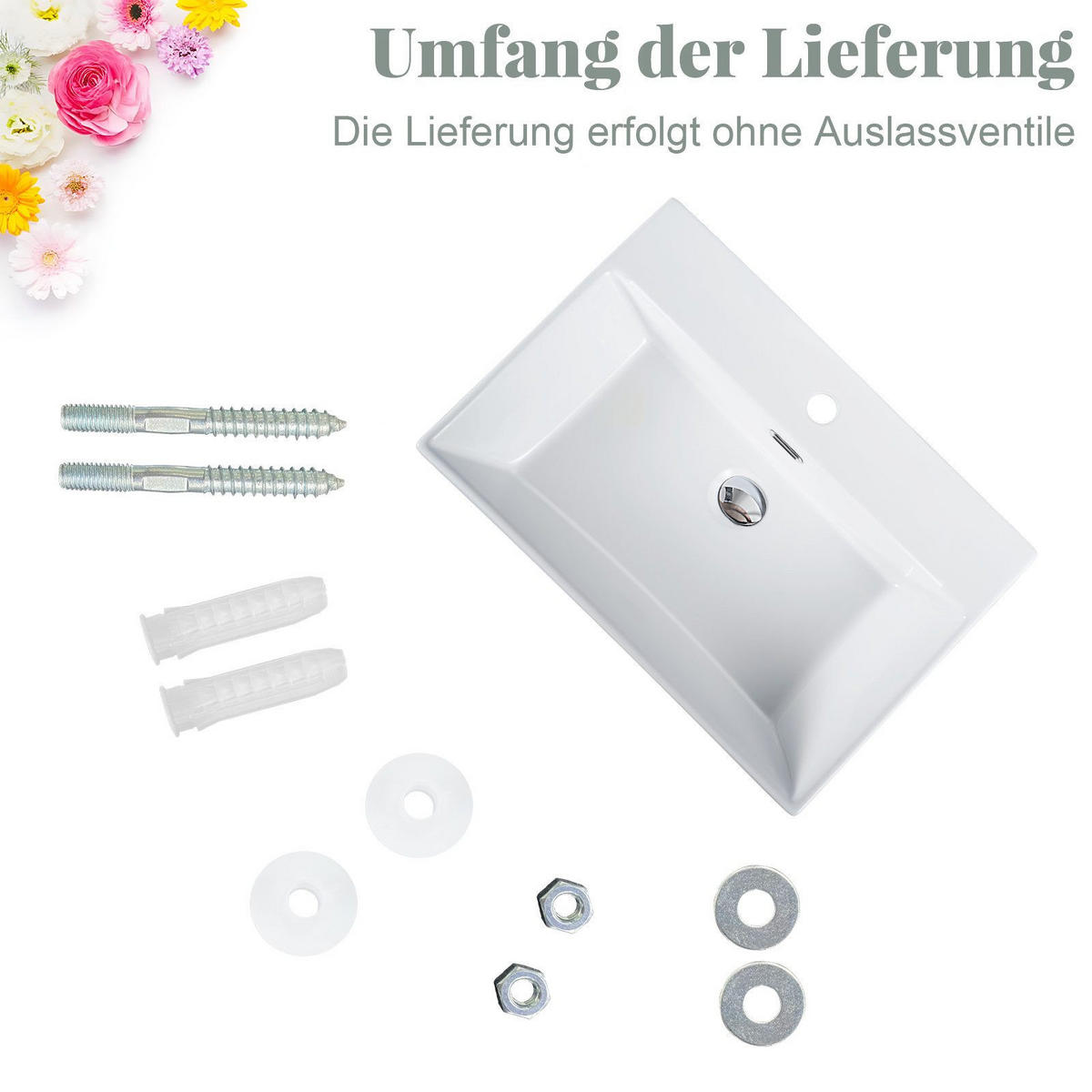 WASCHBECKEN Bayreuth II 51/42/15cm - Weiß, Keramik (42/15/51cm) - Nettlife