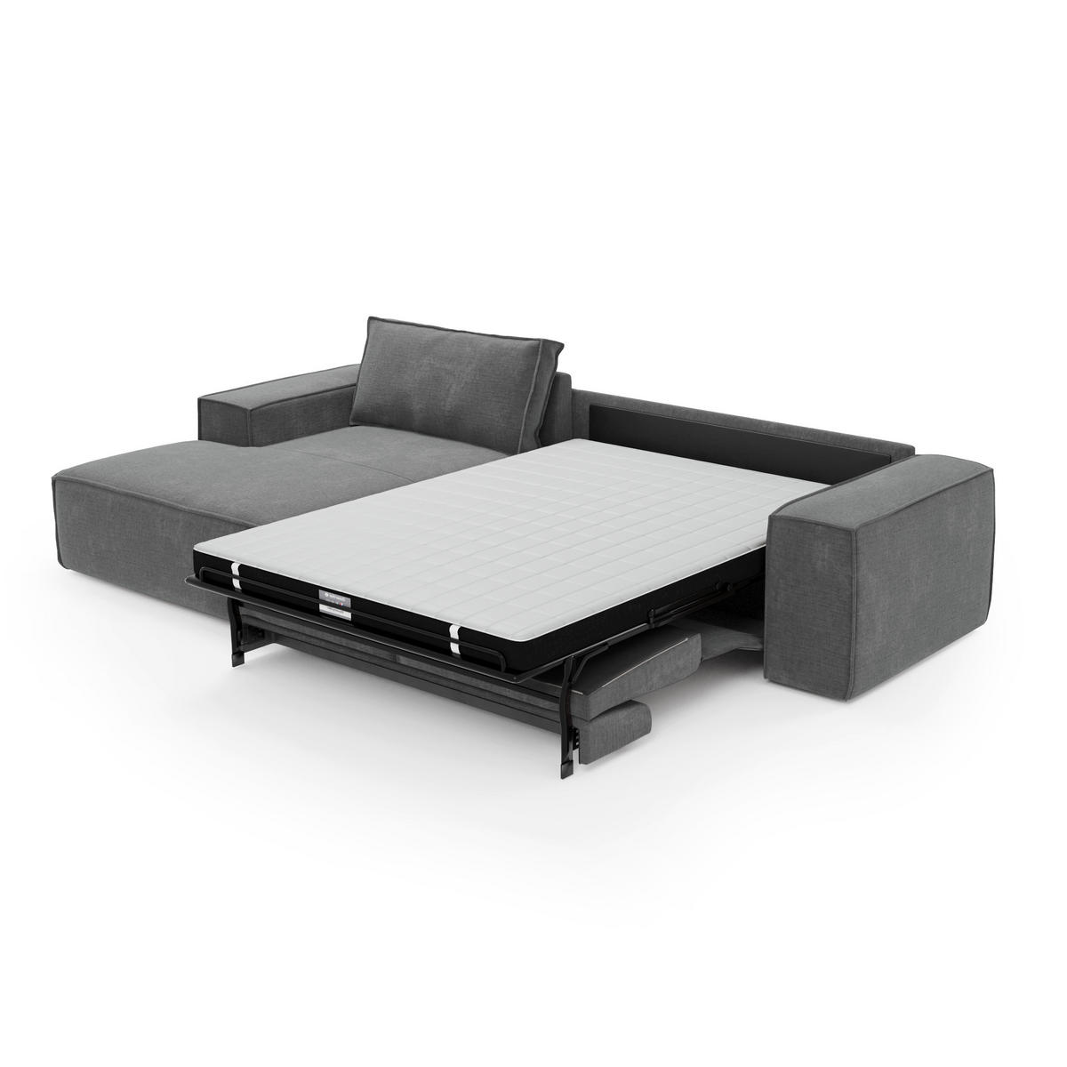 ECKSOFA LINKS Samt Grau 302cm - Grau, Textil (165/302cm) - Sia Home