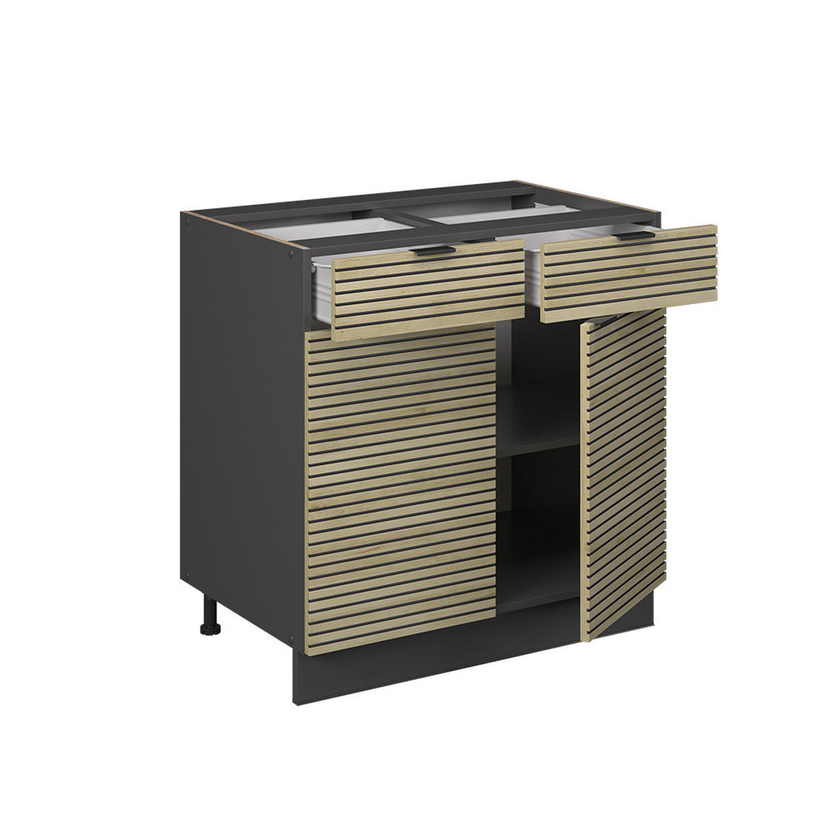 KÜCHENUNTERSCHRANK Fame-Line Eiche Paneel 80 cm , AP Eiche - Hellbraun/Eichefarben, Holzwerkstoff (80/82/60cm) - Vicco