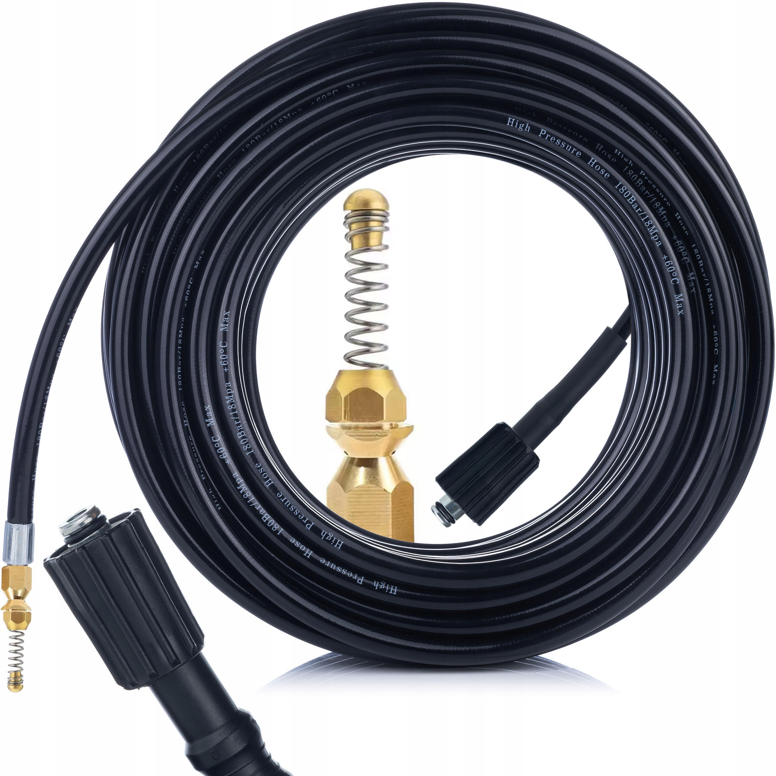 SCHLAUCH ProFlex 15M - Hochdruckschlauch, 15 m, 1/4" 6,4 mm I.D., Arbeitsdruck 155 bar, max. 529 bar, 60 °C, M22 Anschluss, Messing Düse - Multicolor, Kunststoff/Metall (22/7/22cm)