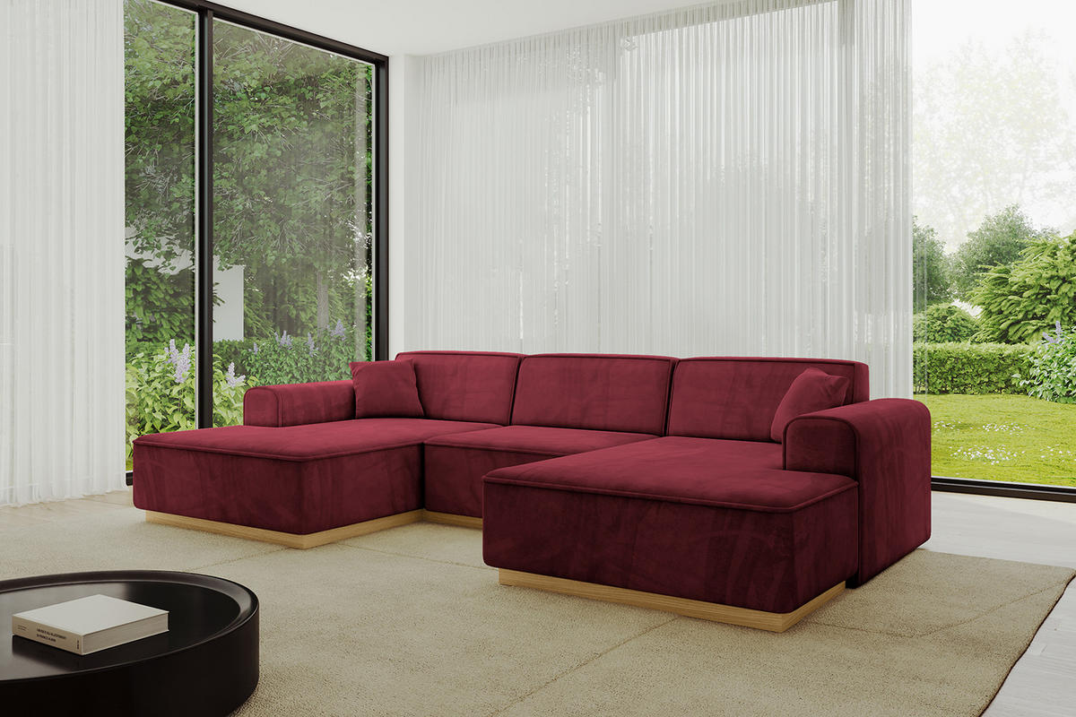WOHNLANDSCHAFT IREA-U1-v2 - 297x165x81 cm Bordeauxrot - Bordeaux, Holzwerkstoff/Textil (297/81/165cm) - ALTDECOR