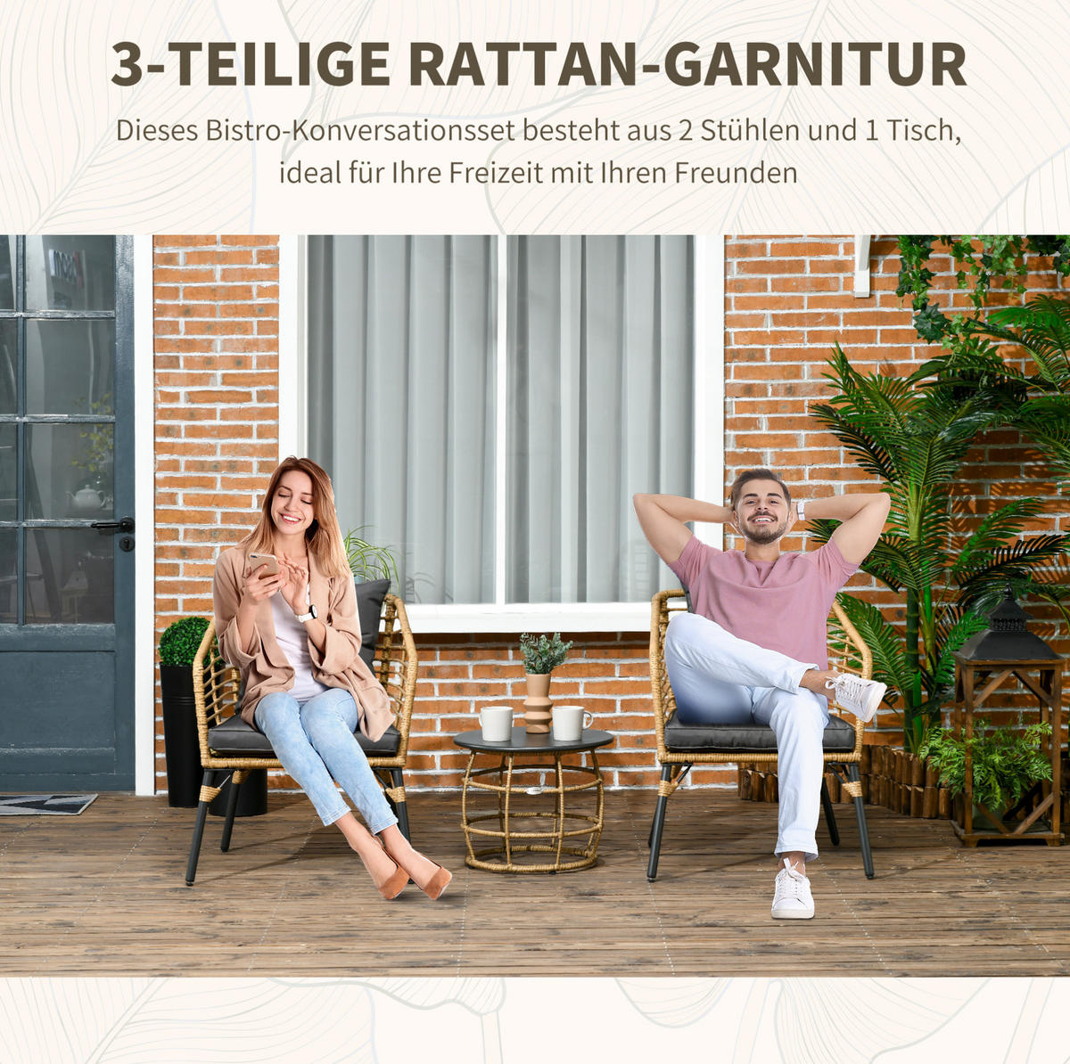 GARTENSET 62/78/65 cm Sand aus Stahl 3er Set - Grau, Metall - OKMYHOME