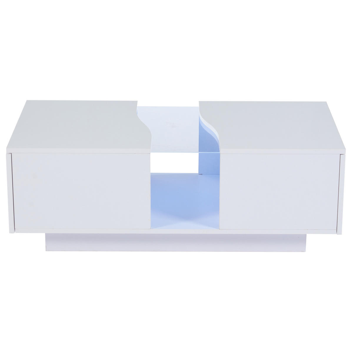 COUCHTISCH 100/50/35 cm mit LED-Beleuchtung, 2 Schubladen und Acrylplatte aus MDF, Weiß - Weiß, Holzwerkstoff (100/50/35cm) - Redom