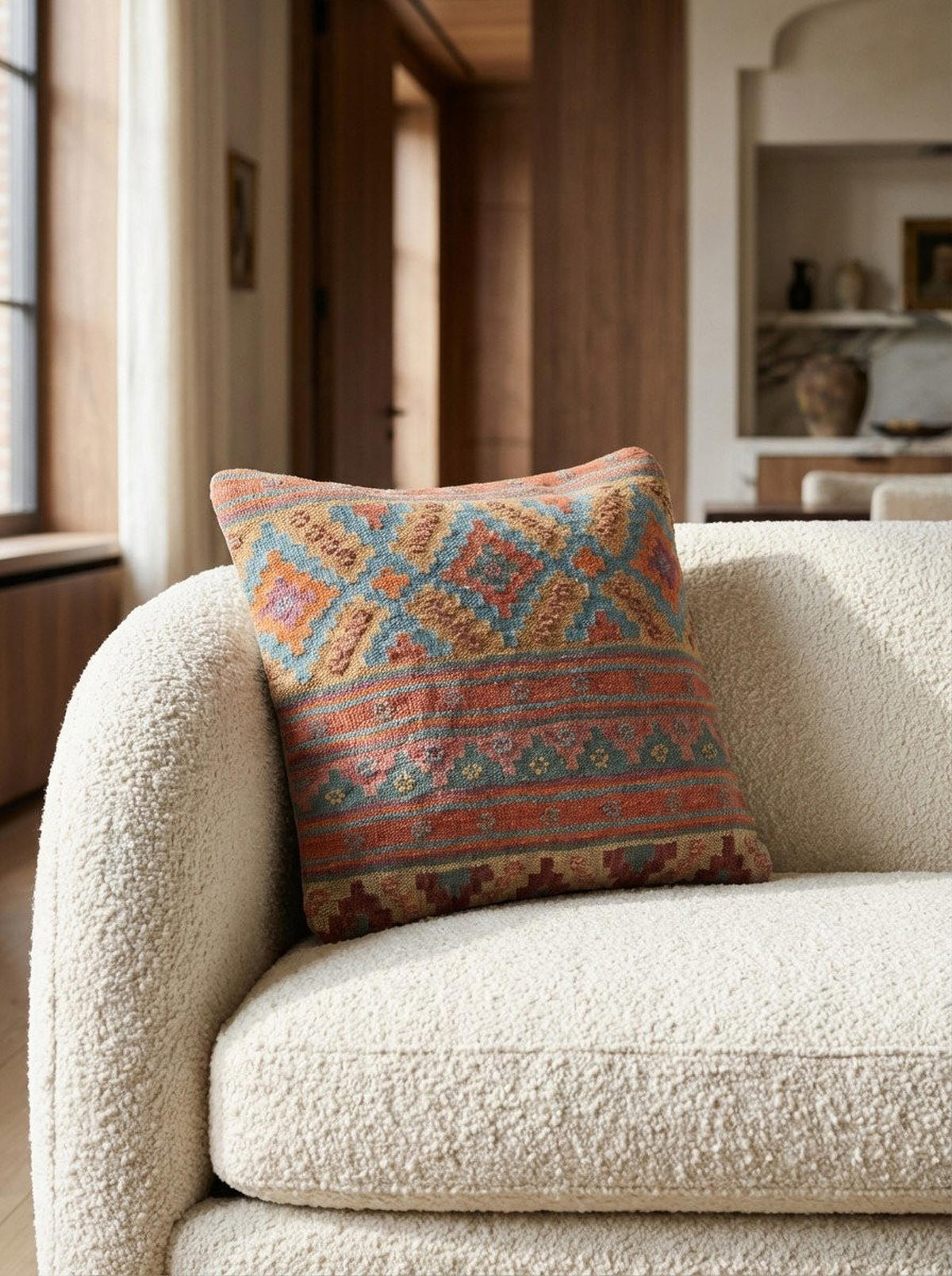 KELIM-KISSEN Mehrfarbig 50/50 cm Schurwolle - Multicolor, Textil (50/50cm) - Looma