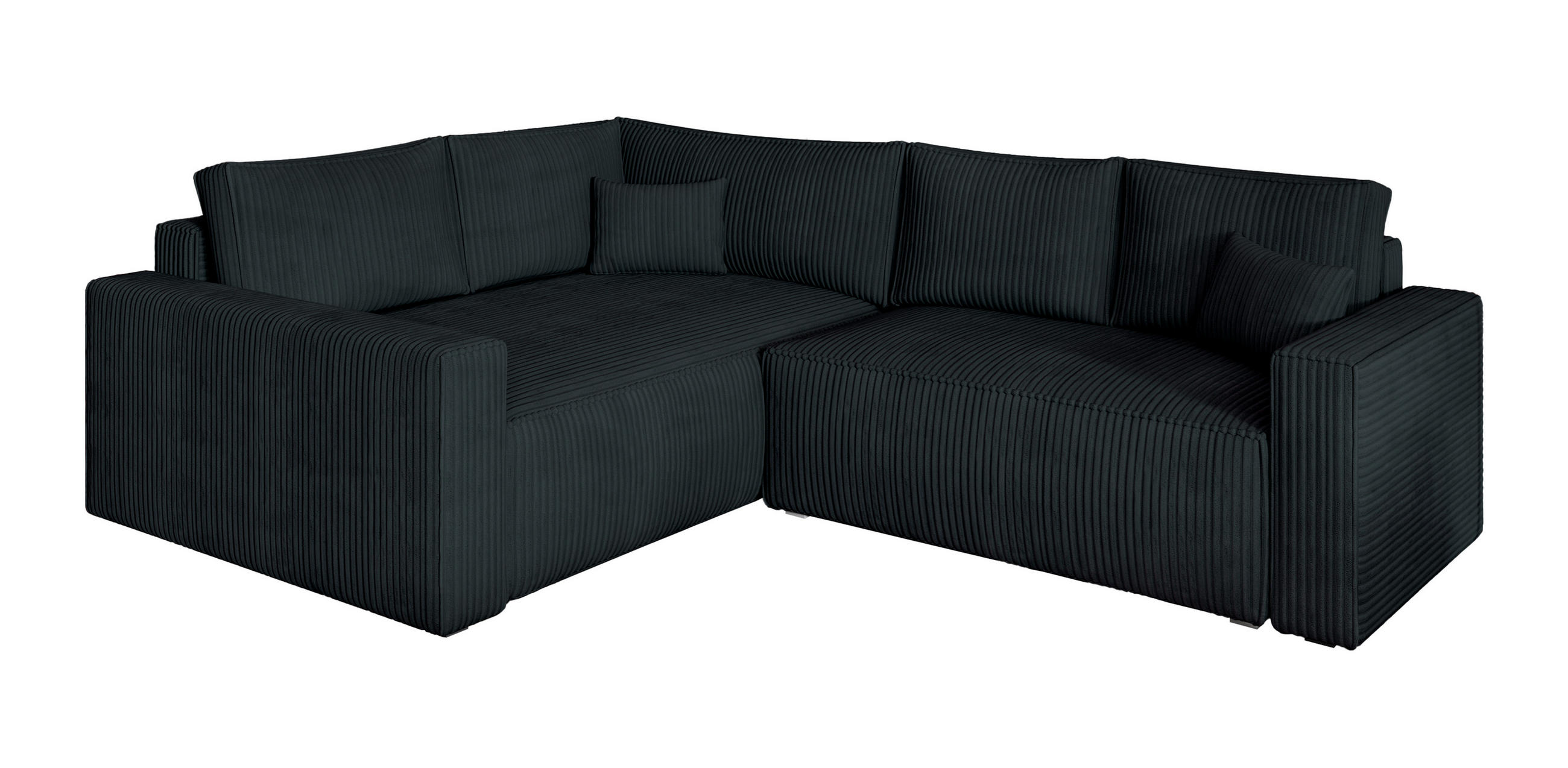 ROHOVÁ SEDAČKA ERONIS černá - šedá/černá, dřevo/textil (265/194cm) - MASSENO