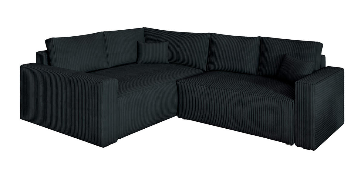 ROHOVÁ SEDAČKA ERONIS černá - šedá/černá, dřevo/textil (265/194cm) - MASSENO