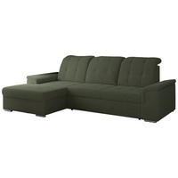 ECKSOFA MADRITO L - Grün Boucle - Links - Silberfarben/Grün, Textil/Metall (160/256cm)