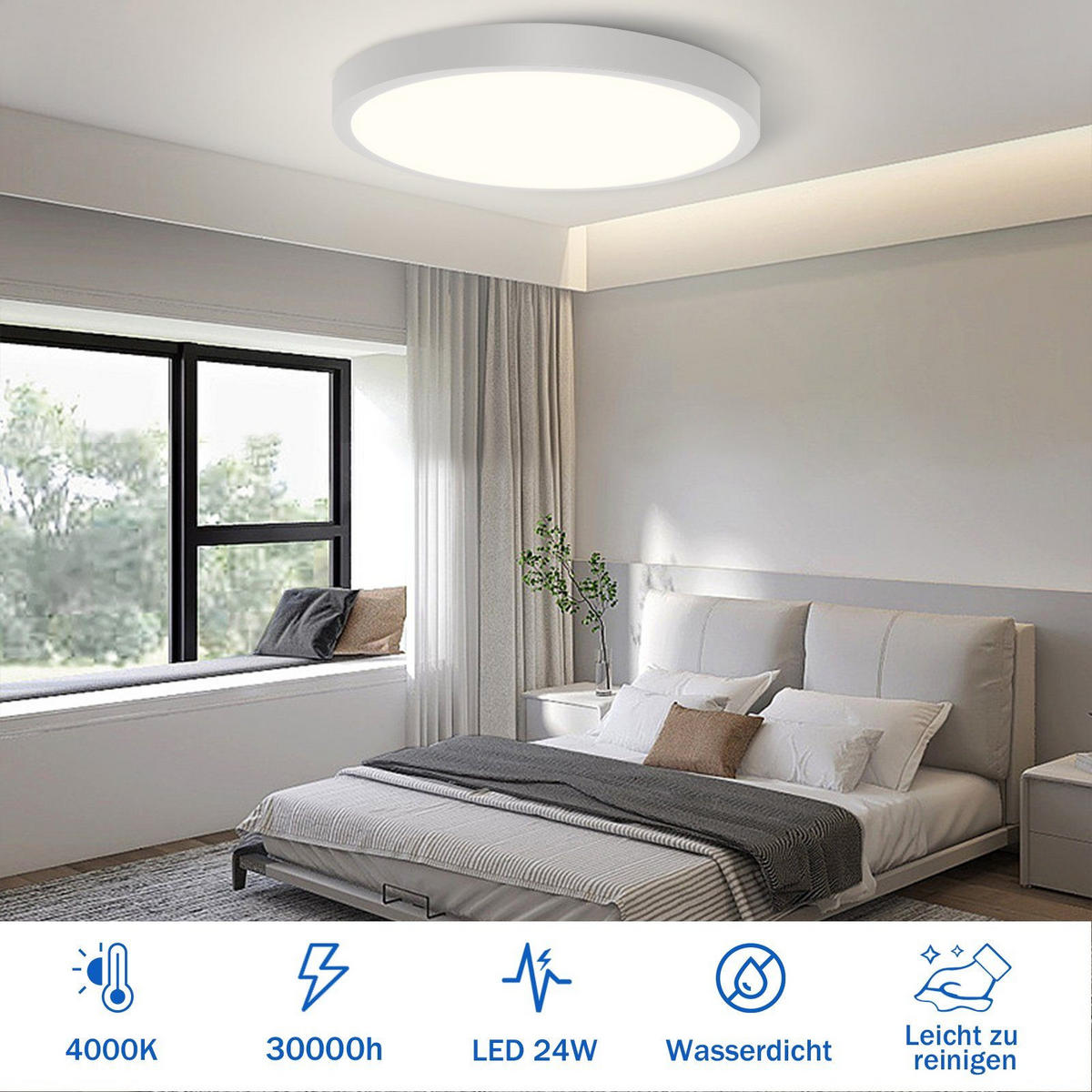 LED-DECKENLEUCHTE Pan 23/23/2.1cm - Weiß, Kunststoff (23/23/2.1cm) - ZMH