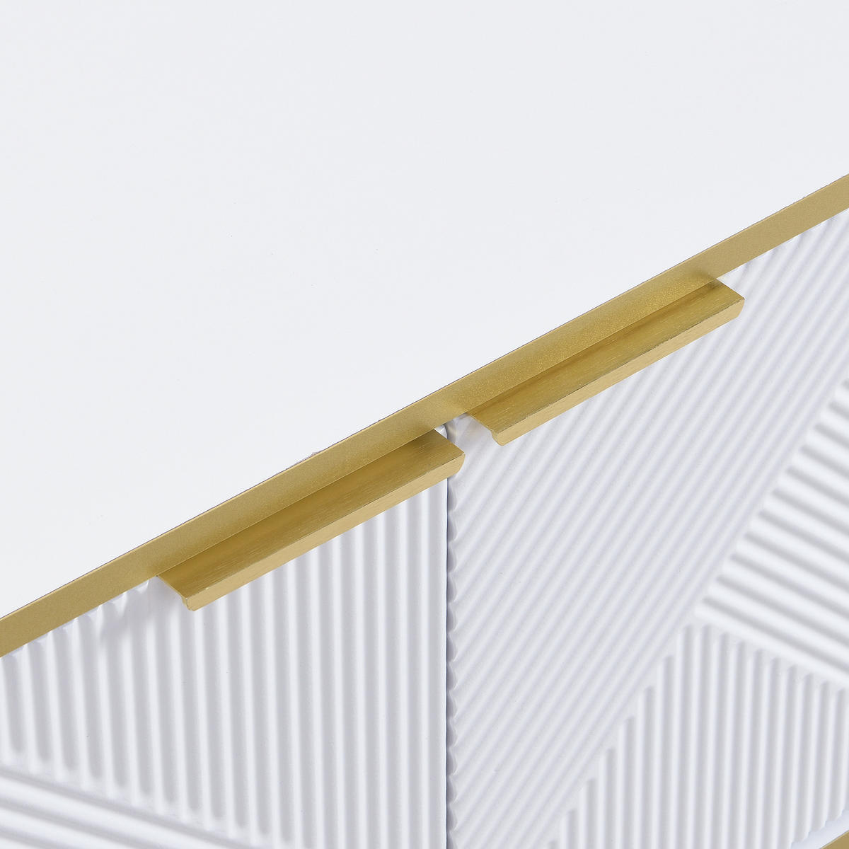 TV-ELEMENT160X37,5X48CM WeißGold mit geometrischem Design und 4 Türen - Weiß, Holz (45.09/14.61/175.26cm) - Raelunyi