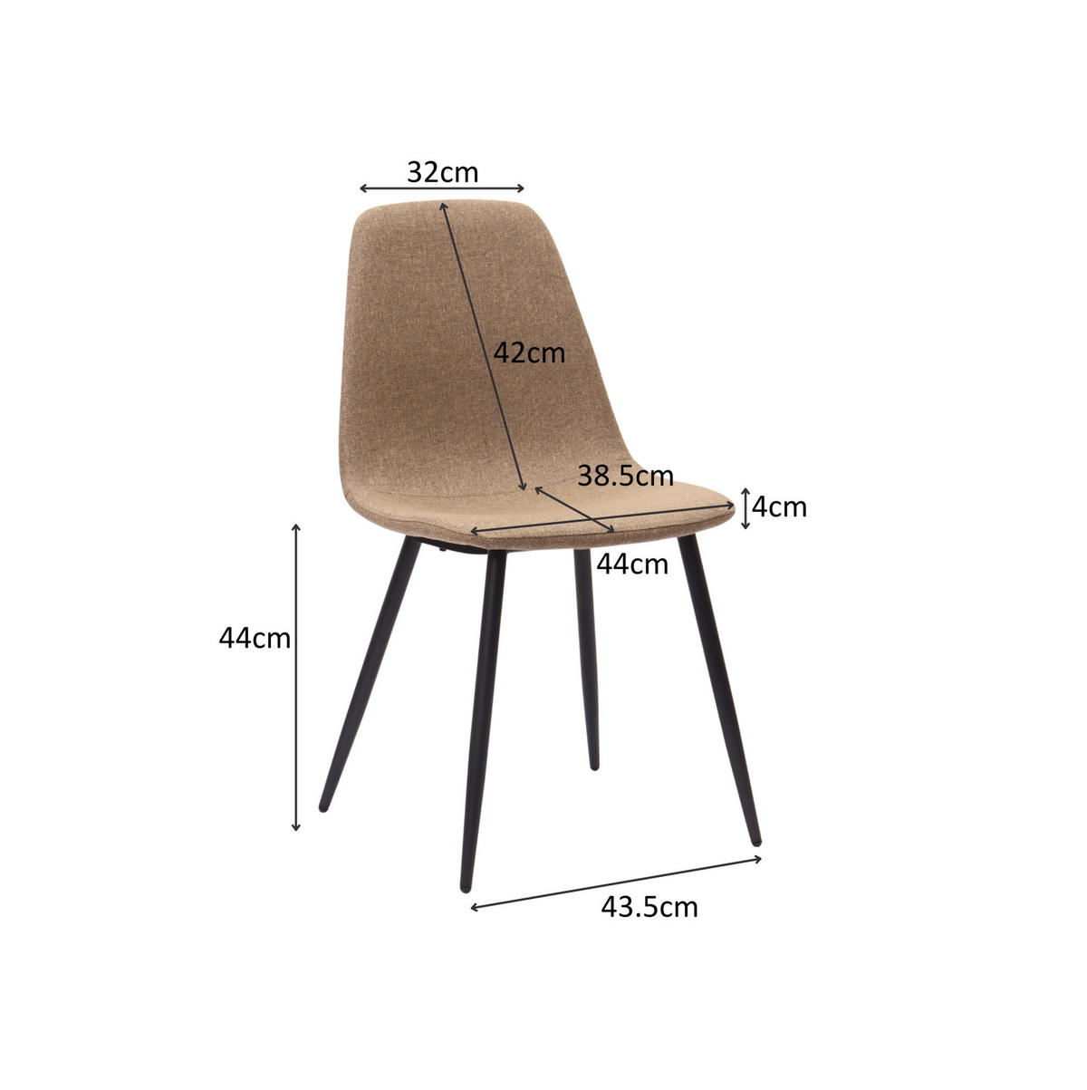 ESSZIMMERSTUHL 2er-Set Stoff Metall Braun - Braun, Metall (52/84.5/43cm) - Meubliv