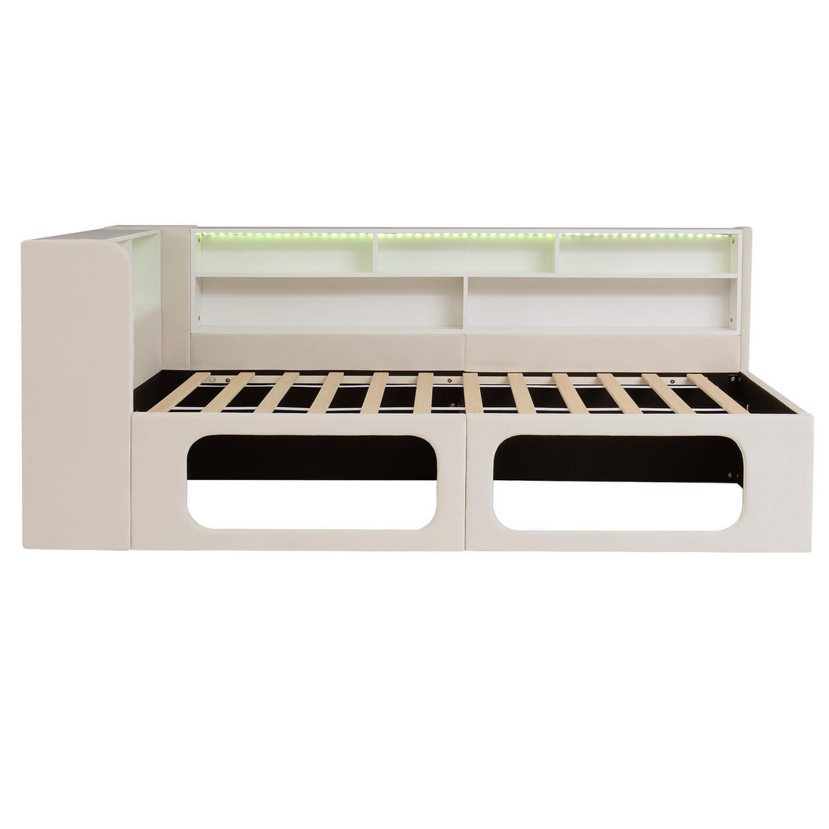 TAGESBETT 90x200 cm mit super großen Tierhöhle in beigem Samt - Beige, Textil (90/200cm) - KOMHTOM