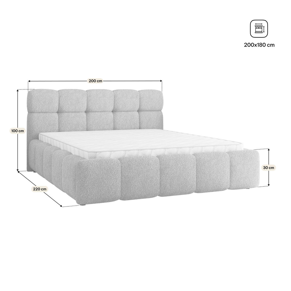 POLSTERBETT FARU Q 180x200 cm mit Bettkästen - Braun - Braun, Holz (180/200cm) - MASSENO