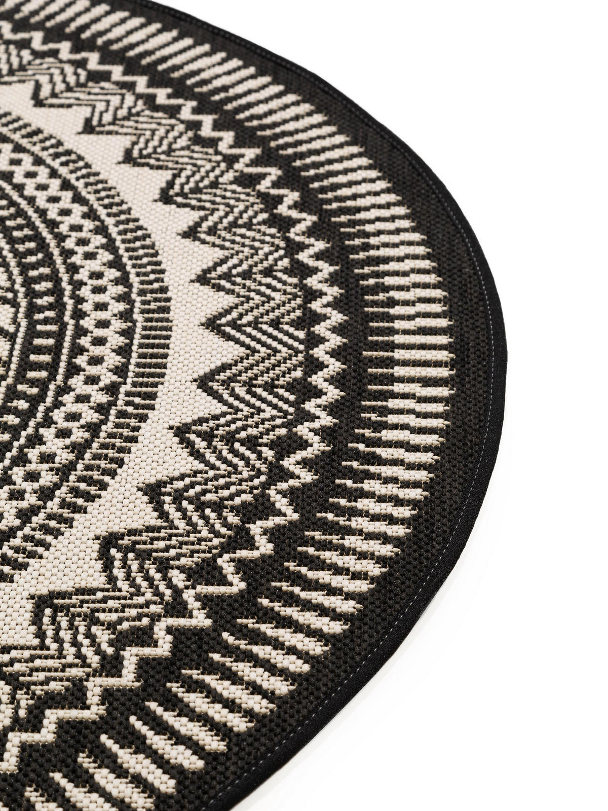 OUTDOORTEPPICH Metro Schwarz/Weiß ø 120 cm rund - Schwarz, Textil (120/120cm) - benuta Nest