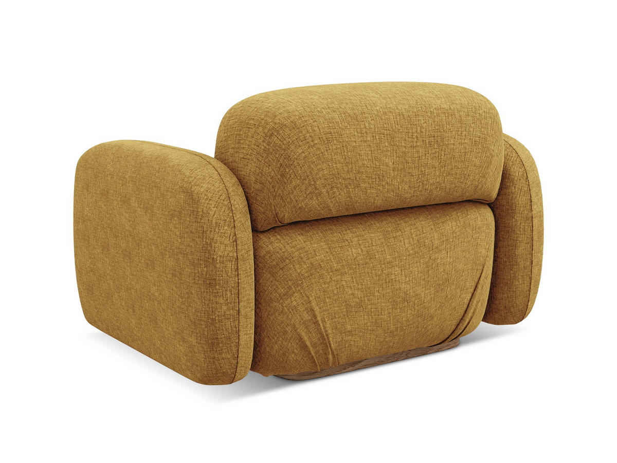 SESSEL Chenille Stoff Gelb - Currygelb/Gelb, Holz/Textil (110/73/95cm) - Makamii