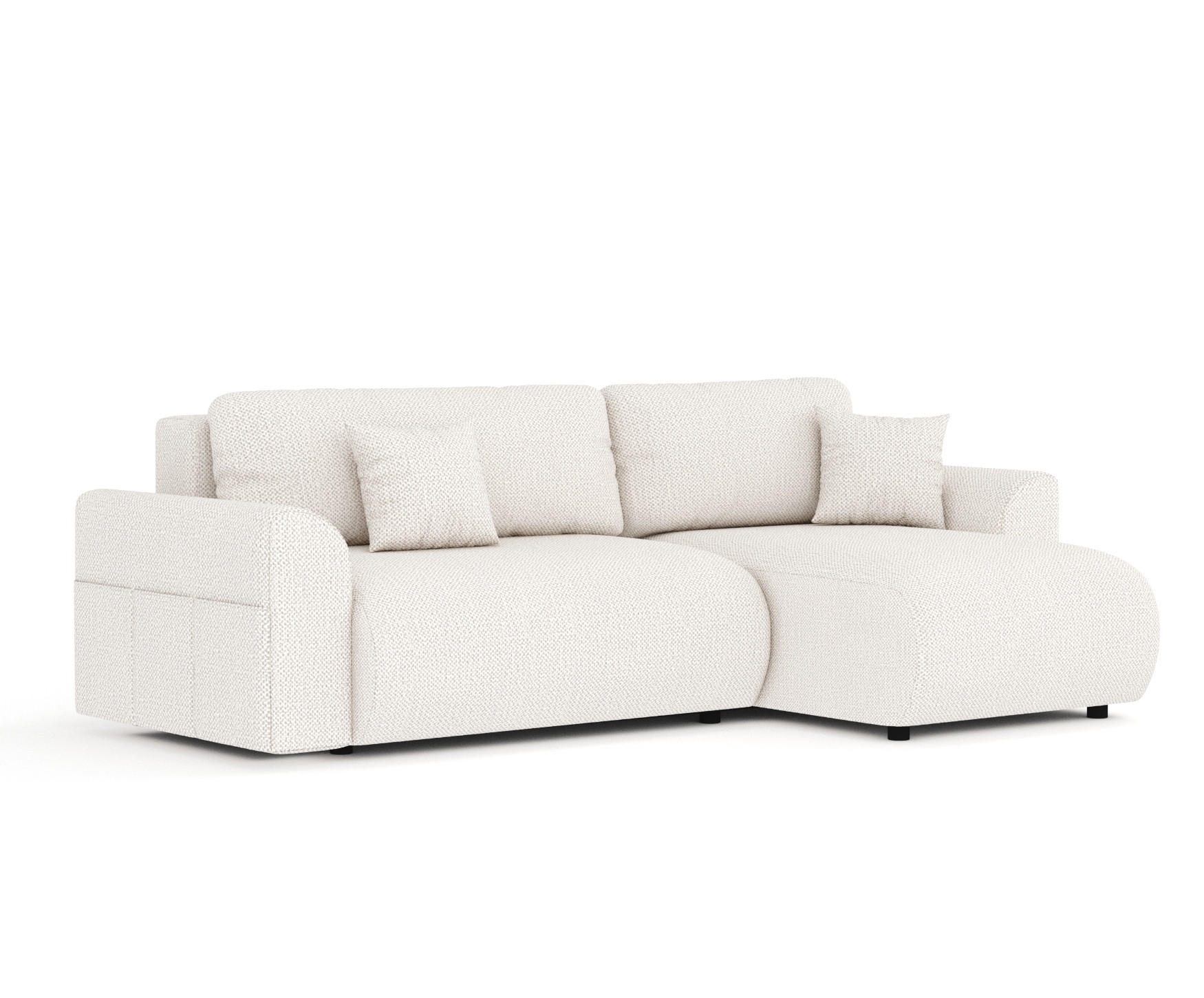 ECKSOFA MIT SCHLAFFUNKTION Bodega Creme Chenille - Creme/Schwarz, Holz/Holzwerkstoff (235/138cm) - Maison de Reve