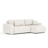 ECKSOFA MIT SCHLAFFUNKTION Bodega Creme Chenille - Creme/Schwarz, Holz/Holzwerkstoff (235/138cm) - Maison de Reve